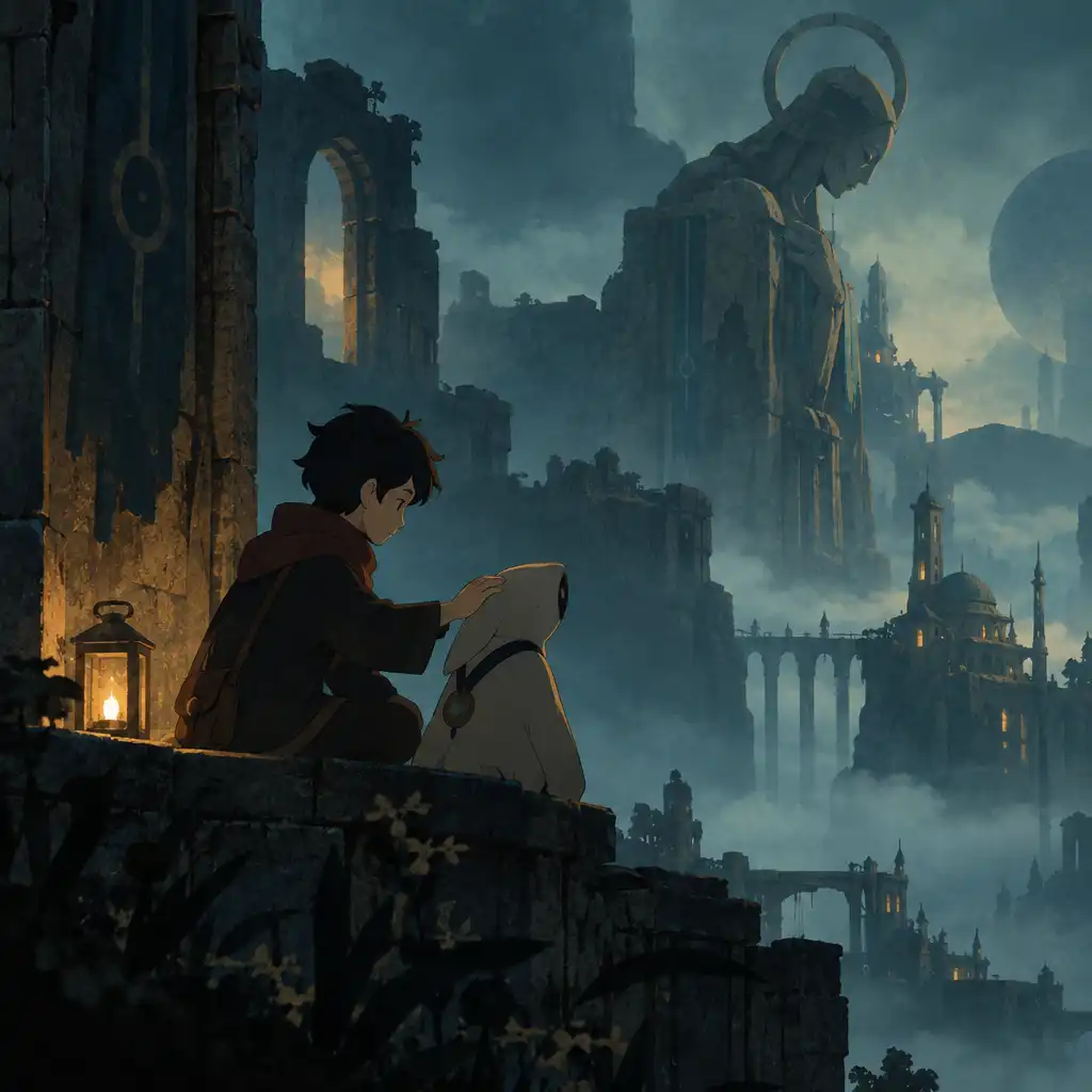 Kézzel animált, szöveg nélküli történetmesélő pillanat a LUNA The Shadow Dust játékból.