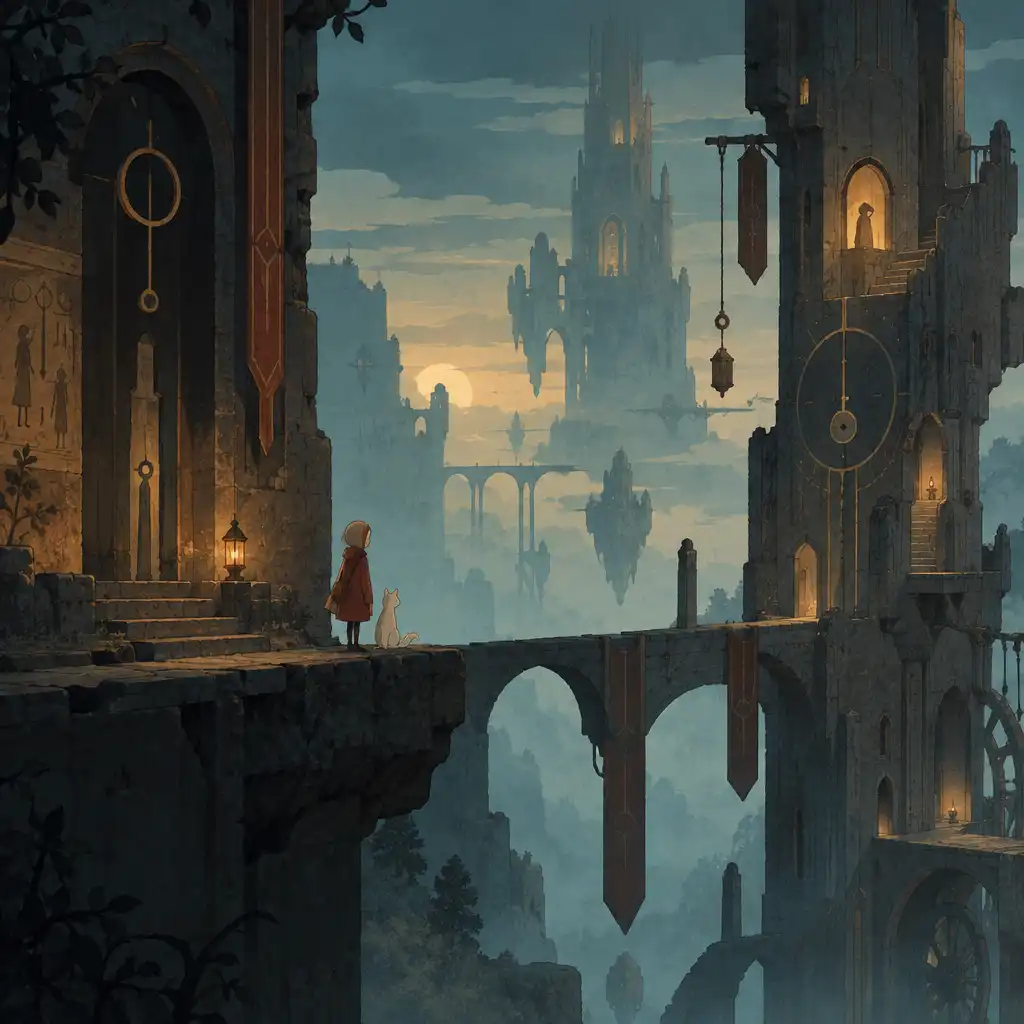 Részletgazdag, kézzel animált LUNA The Shadow Dust puzzle-környezet.